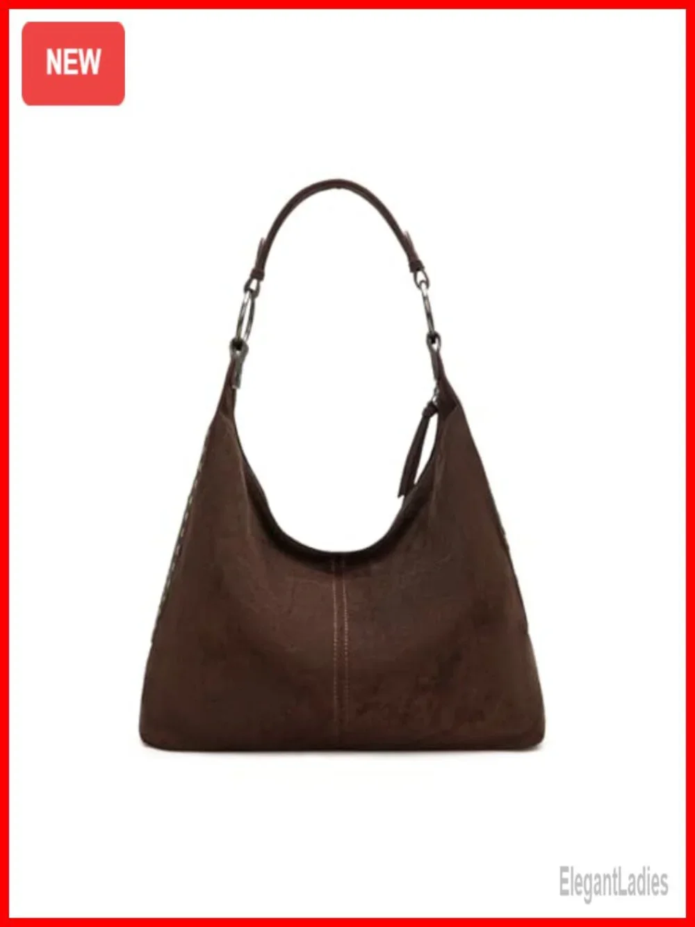 Suede Hobo Shoulder Bag Set with Embossed Tooling Pattern